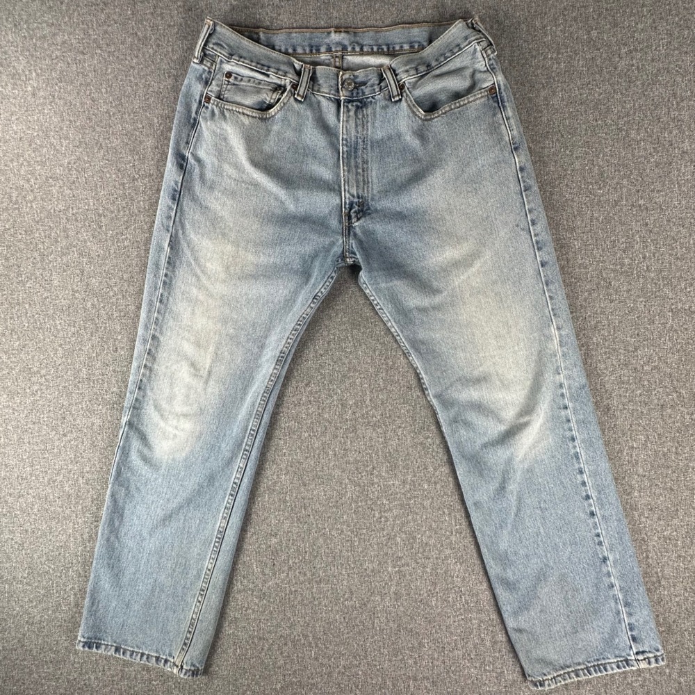 Levis Jeans Mens 36 505 Regular Fit Light Wash Straight Leg Denim